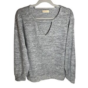 Bobbie Brooks Women's Gray V-Neck Long Sleeve Top Plus Size 2X Cozy Sweater Soft